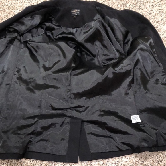 Little Joe Woman Blazer Suit Jacket Size Medium Black Whip Stitch Faux Leather - Picture 7 of 11